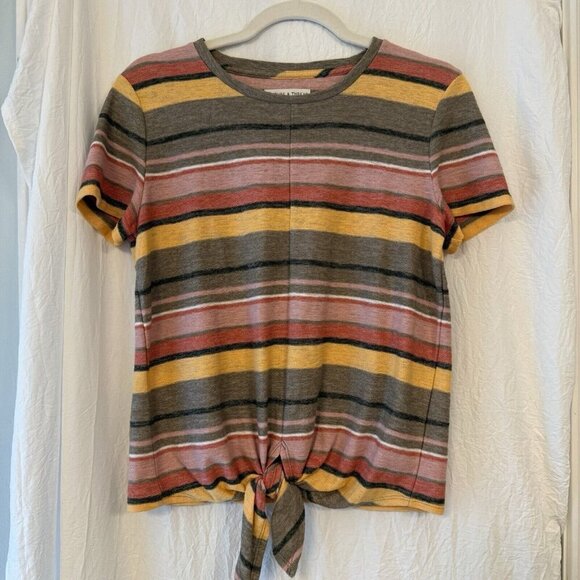 Madewell J. Crew Women's Striped Tie-Front Top Size Small Autumn Tie Front - Picture 1 of 15